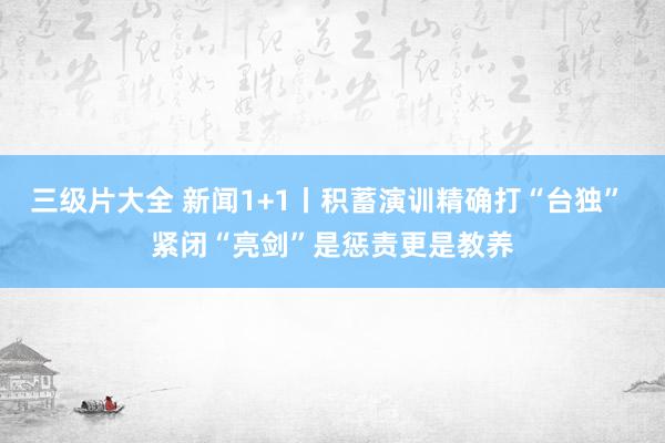 三级片大全 新闻1+1丨积蓄演训精确打“台独” 紧闭“亮剑”是惩责更是教养