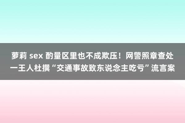 萝莉 sex 酌量区里也不成欺压！网警照章查处一王人杜撰“交通事故致东说念主吃亏”流言案
